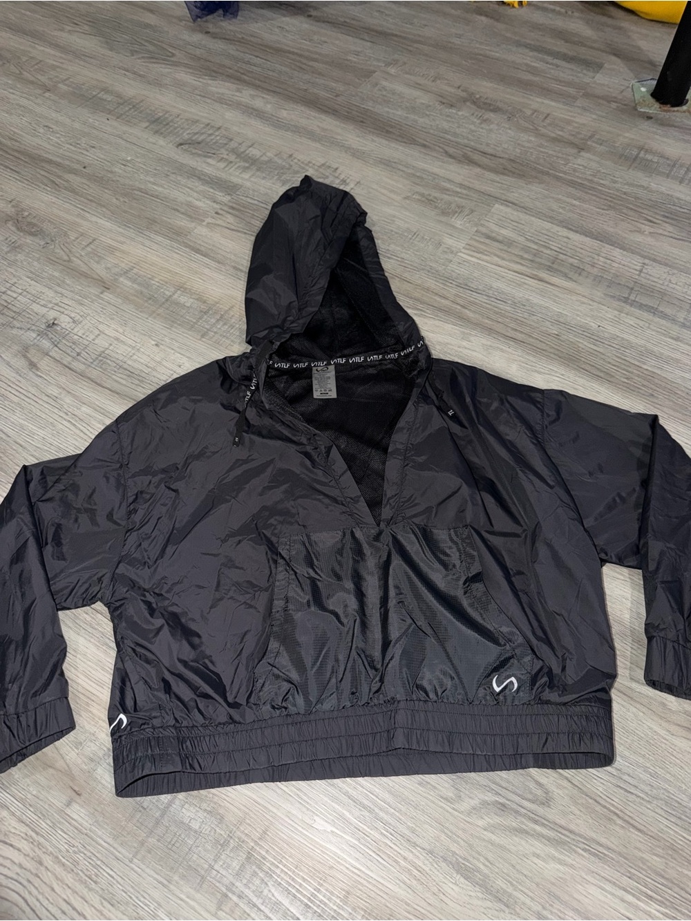 Black Hooded Pullover Windbreaker Hoodie